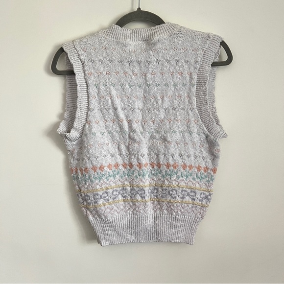 Vintage 90s The Villager Petites White Sweater Vest Women’s Cottagecore - Picture 5 of 7